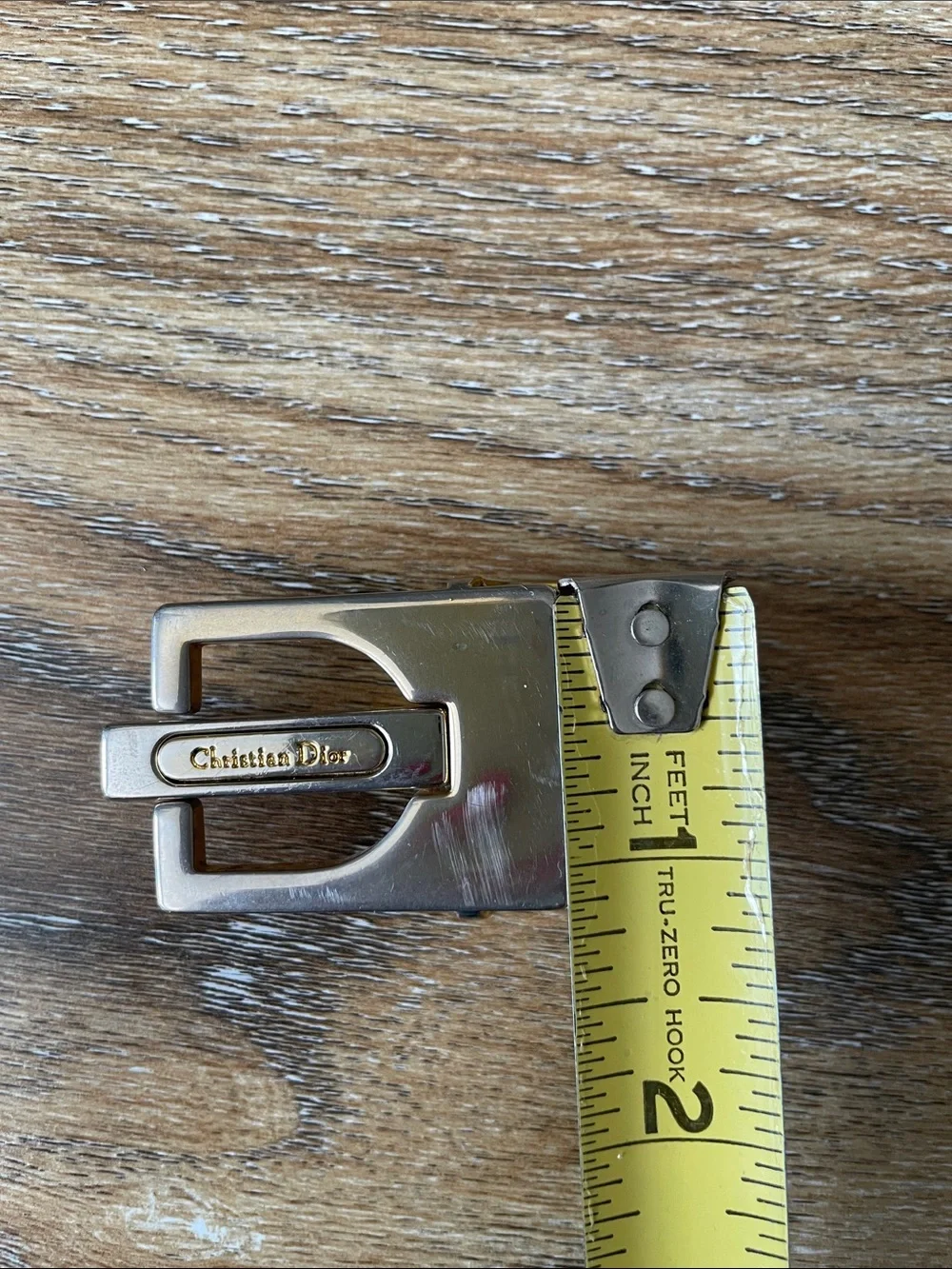 Christian Dior Vintage Gold Silver Tone Metal Belt Buckle